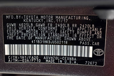 2018 Toyota Camry Hybrid LE