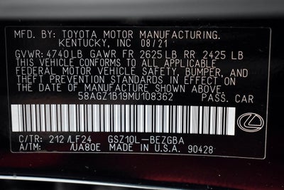 2021 Lexus ES 350 F Sport