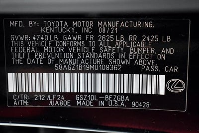 2021 Lexus ES 350 F Sport