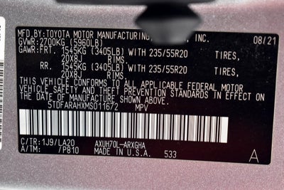 2021 Toyota Highlander Hybrid Platinum