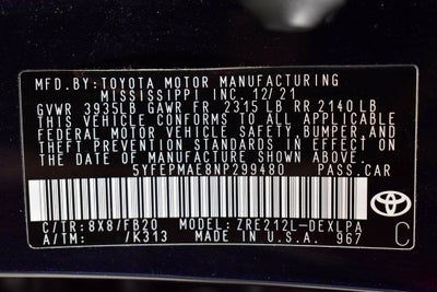 2022 Toyota Corolla LE