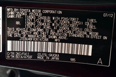 2012 Toyota FJ Cruiser Base