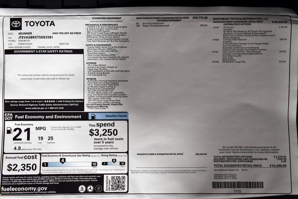 2026 Toyota 4Runner TRD Off-Road Premium