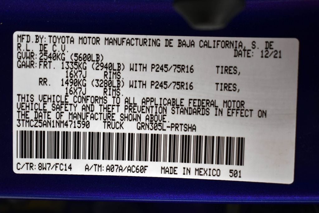 2022 Toyota TACOMA SR5 SR5 V6