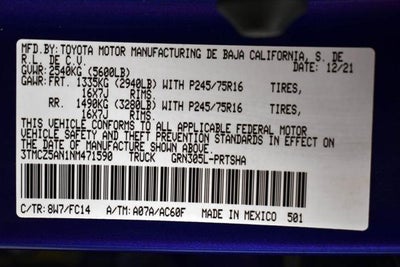 2022 Toyota TACOMA SR5 SR5 V6