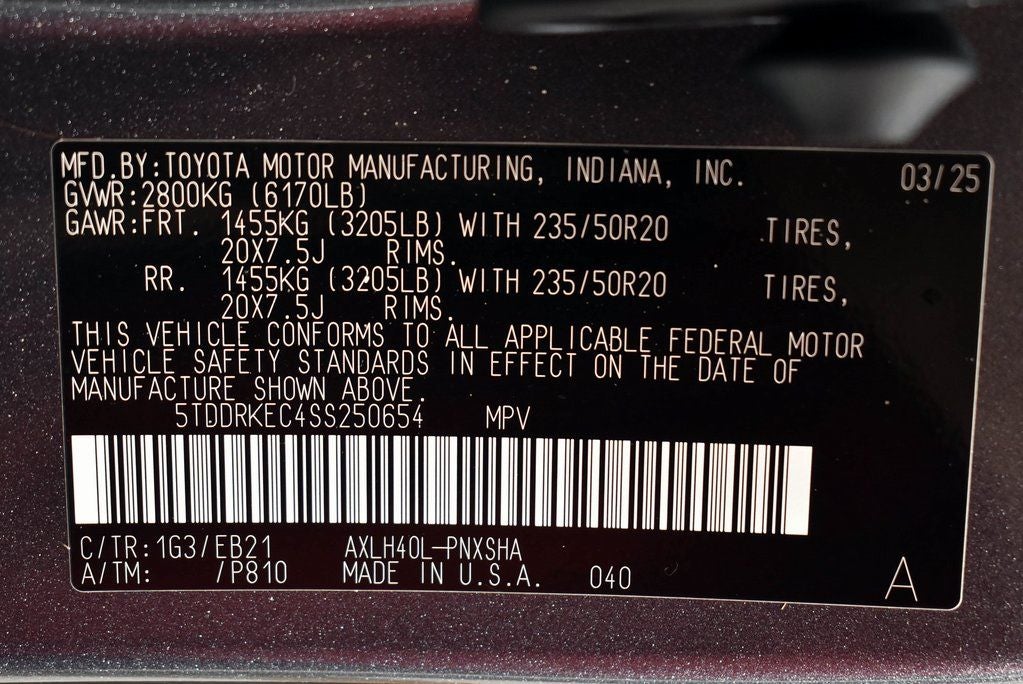 2025 Toyota SIENNA XSE XSE 7 Passenger