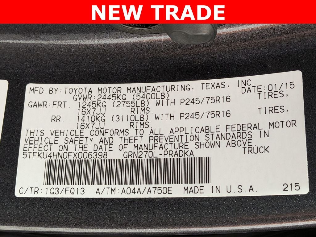 2015 Toyota TACOMA PRERUNNER L/B PreRunner V6